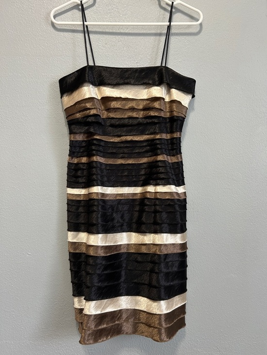 Dress Barn Dresses & Skirts - Dress-barn Black, Brown & Cream Strapless Layered Stripe Dress Size6